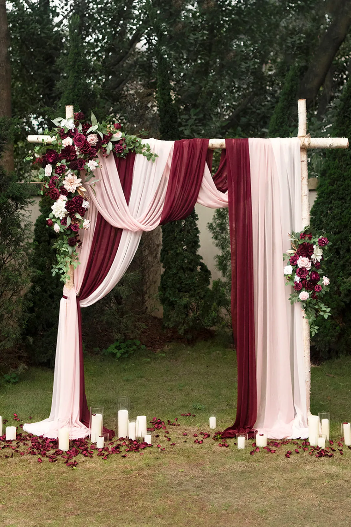 Flower Arch Decor with Drapes in Romantic Marsala (Set of 5) | Clearance