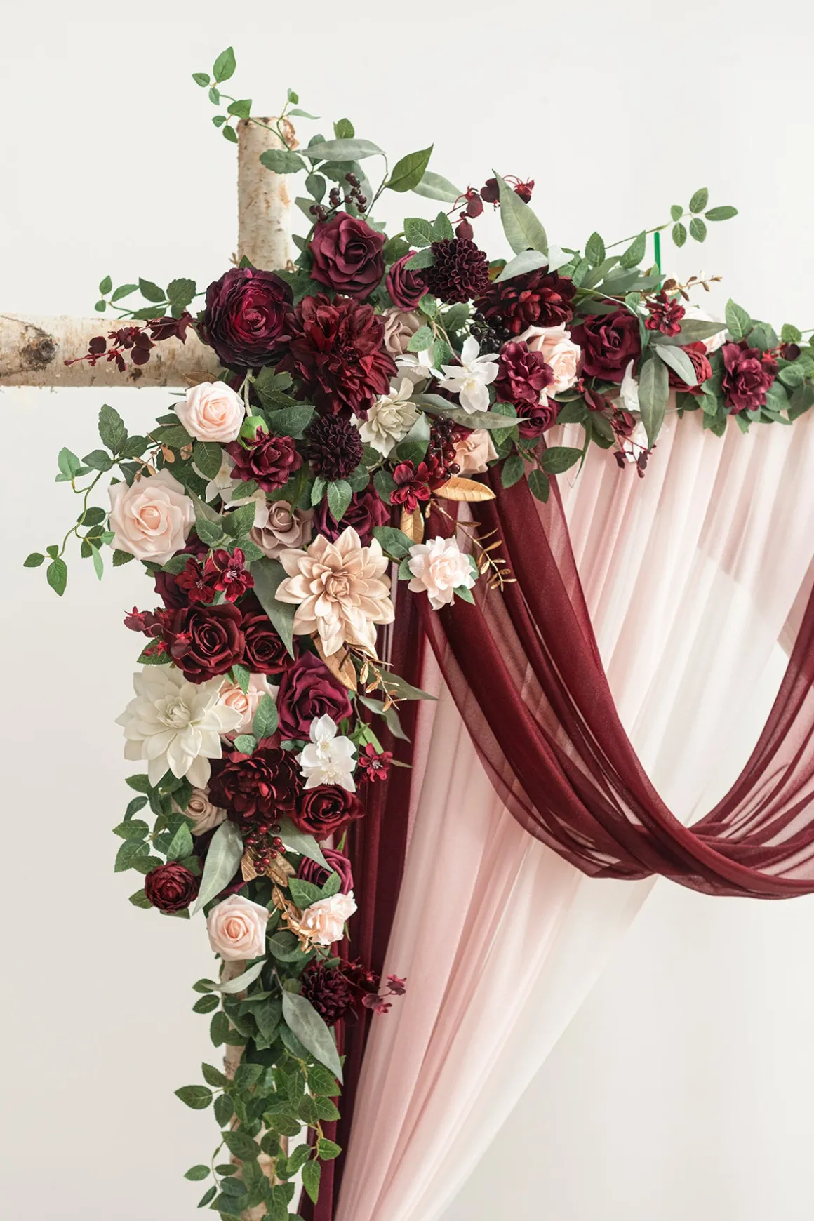 Flower Arch Decor with Drapes in Romantic Marsala (Set of 5) | Clearance