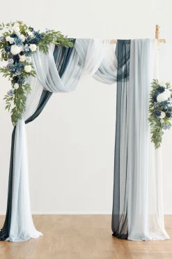Flower Arch Decor with Drapes in Dusty Blue & Navy (Set of 5) | Clearance