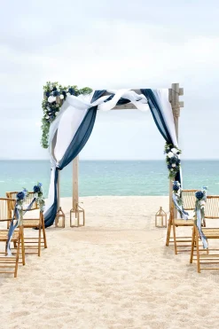 Flower Arch Decor with Drapes in Dusty Blue & Navy (Set of 5) | Clearance