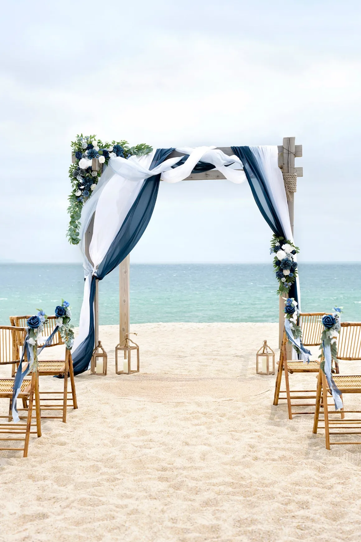Flower Arch Decor with Drapes in Dusty Blue & Navy (Set of 5) | Clearance