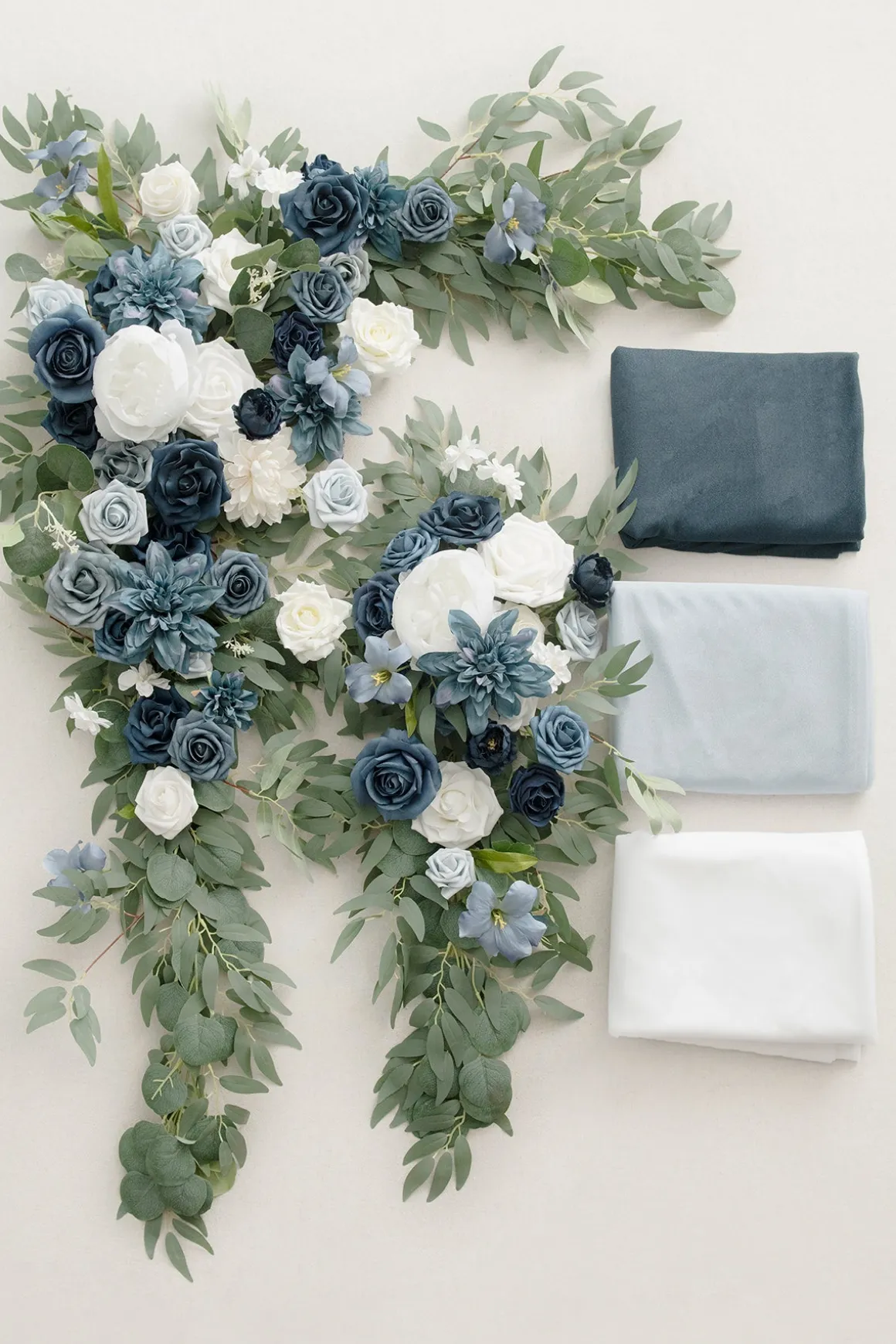 Flower Arch Decor with Drapes in Dusty Blue & Navy (Set of 5) | Clearance