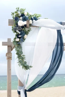 Flower Arch Decor with Drapes in Dusty Blue & Navy (Set of 5) | Clearance