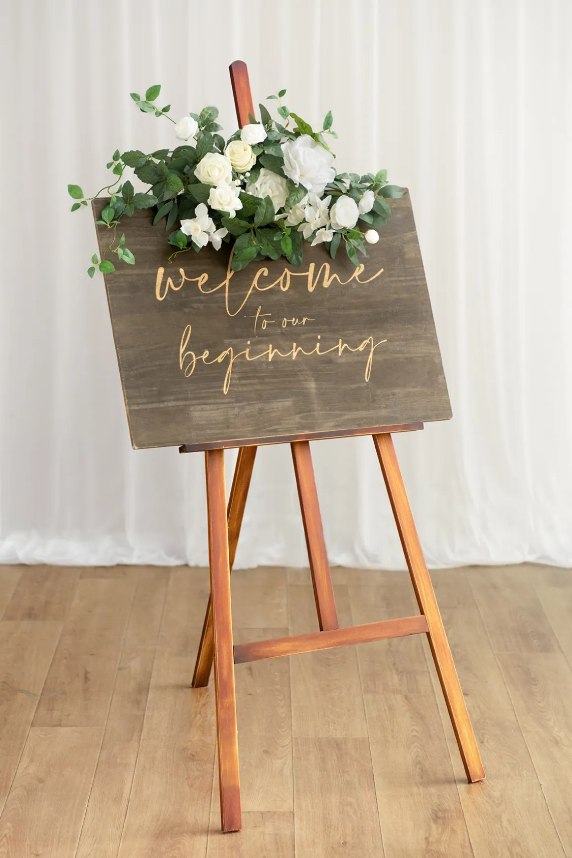 Flower Sign Decor in White & Sage