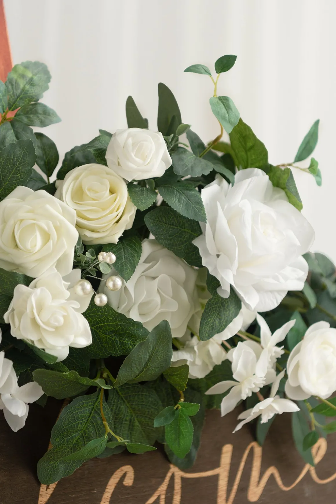 Flower Sign Decor in White & Sage