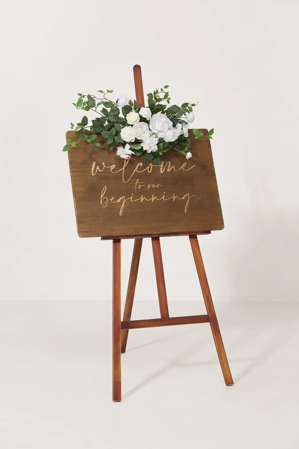 Flower Sign Decor in White & Sage