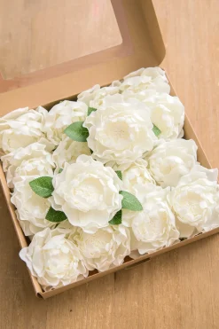 4" Foam Blooming Peony with Stem - Ivory（16pcs）