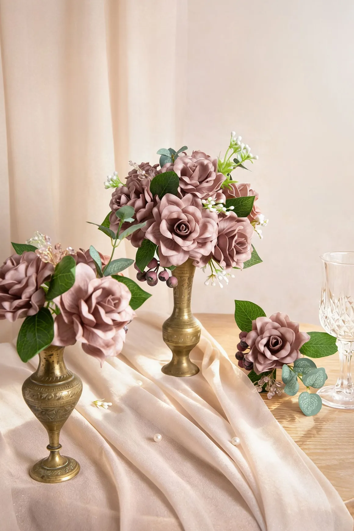 2.7" Foam Gardenia with Stem - Dusty Rose (25pcs)