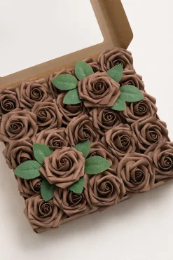 3" Foam Rose with Stem - Earth Brown (25pcs)