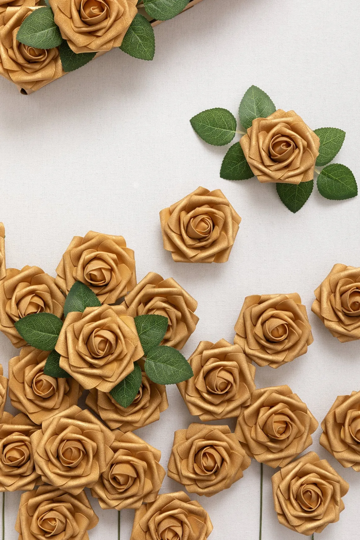 3" Foam Rose with Stem - Gold(25pcs) | Clearance