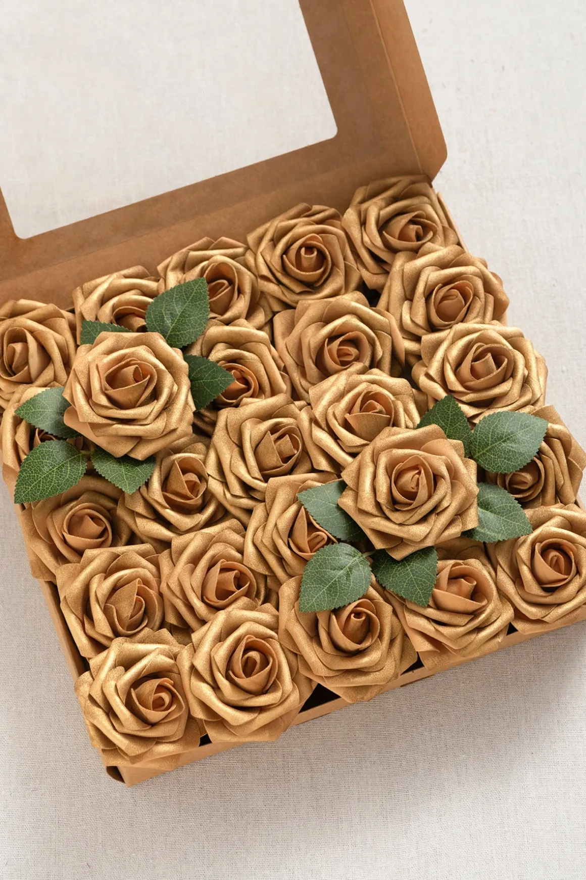 3" Foam Rose with Stem - Gold(25pcs) | Clearance
