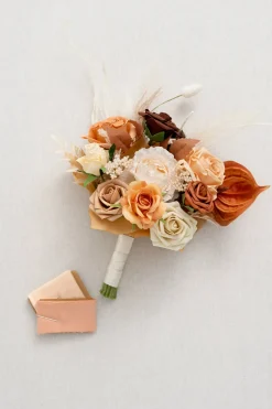 Free-Form Bridesmaid Bouquets in Rust & Sepia