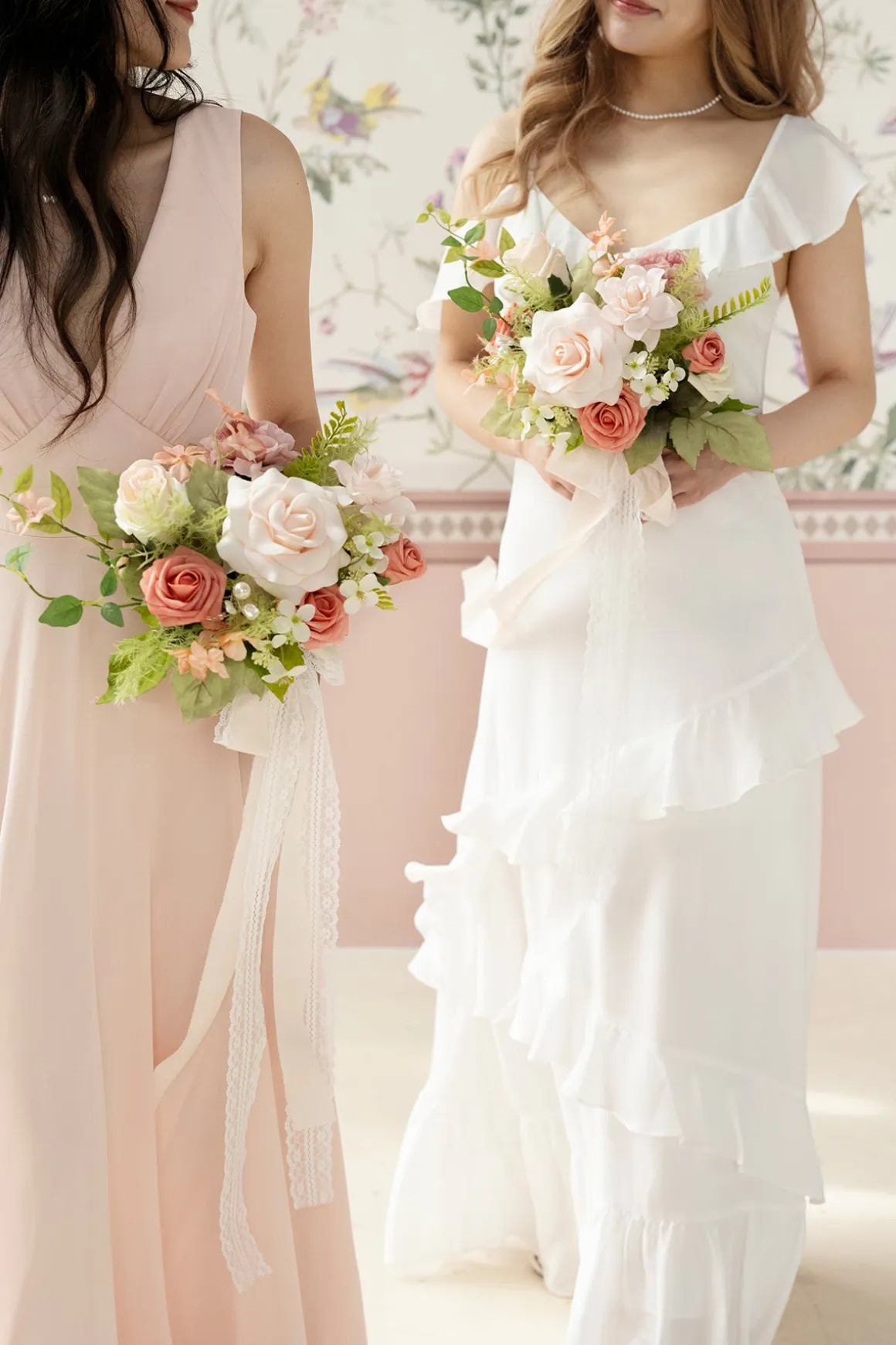 Free-Form Bridesmaid Bouquets in Garden Blush (Set of 4)
