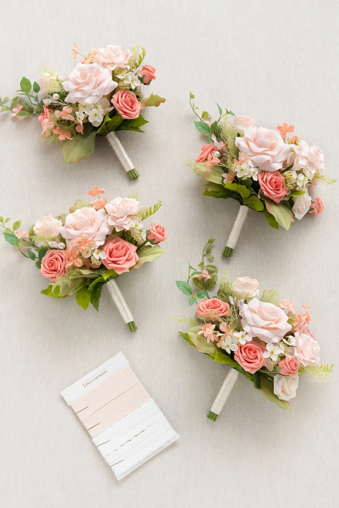 Free-Form Bridesmaid Bouquets in Garden Blush (Set of 4)