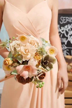 Free-Form Bridesmaid Bouquets in Sunny Peach & Apricot | Clearance