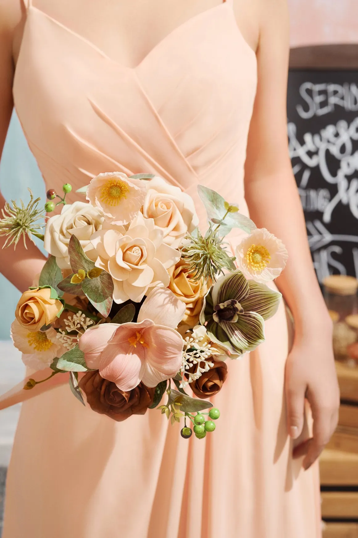 Free-Form Bridesmaid Bouquets in Sunny Peach & Apricot | Clearance