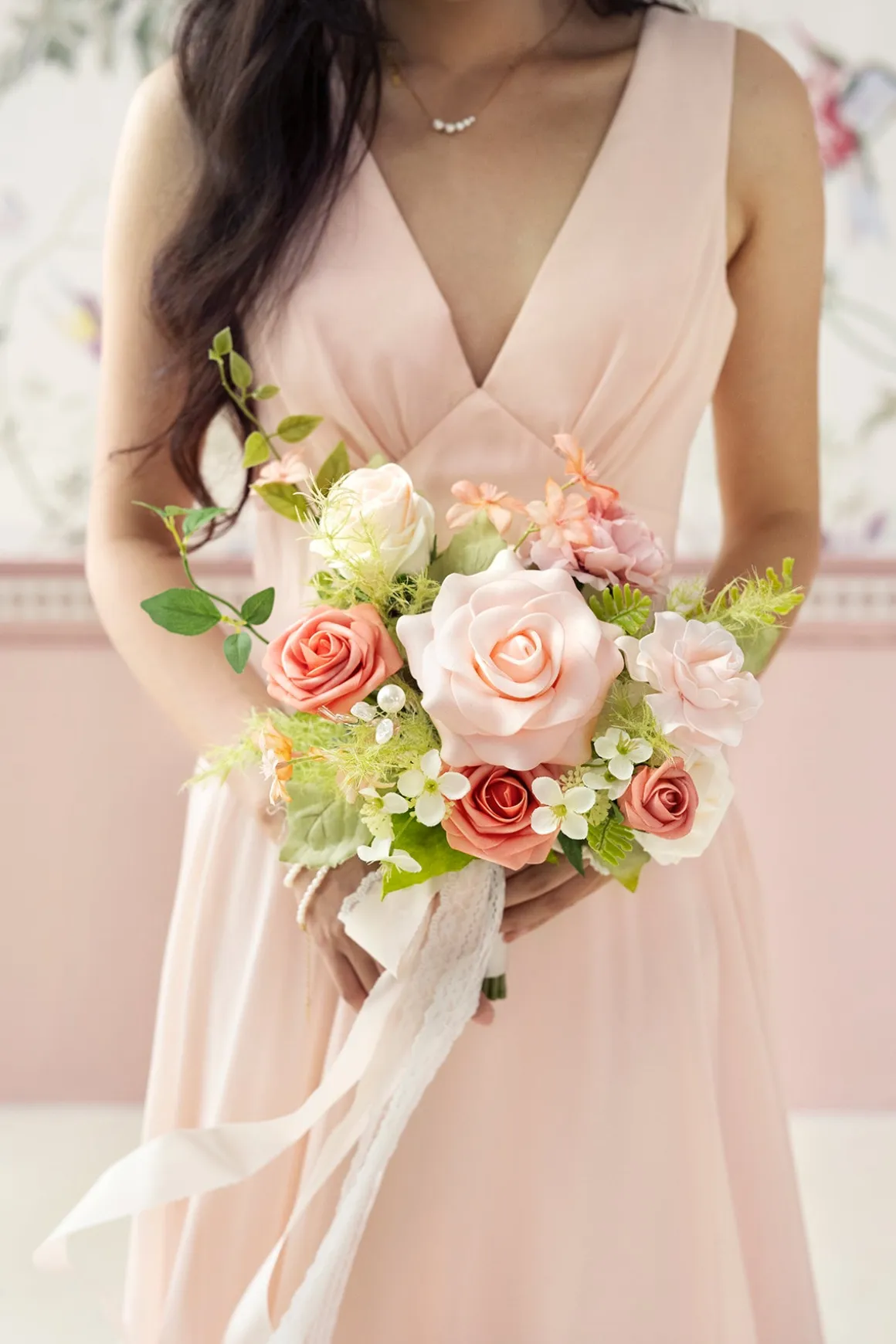 Free-Form Bridesmaid Bouquets in Garden Blush