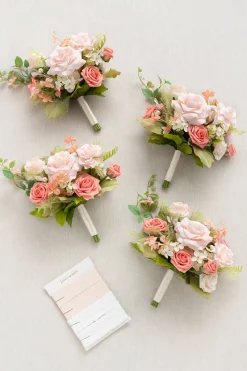 Free-Form Bridesmaid Bouquets in Garden Blush