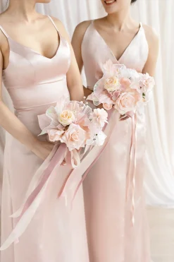 Free-Form Bridesmaid Bouquets in Glowing Blush & Pearl | Clearance