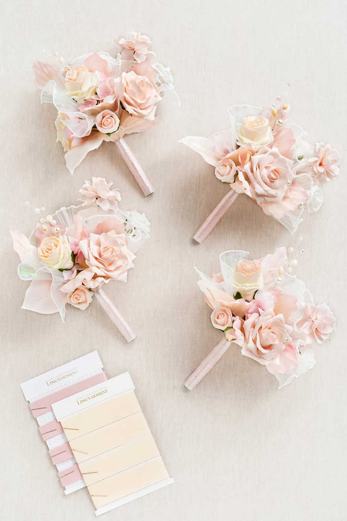 Free-Form Bridesmaid Bouquets in Glowing Blush & Pearl | Clearance