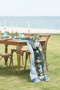 6ft Flower Garland in Dusty Blue & Navy | Clearance