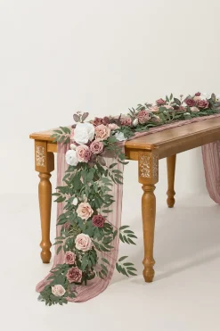 6ft Flower Garland in Dusty Rose & Mauve