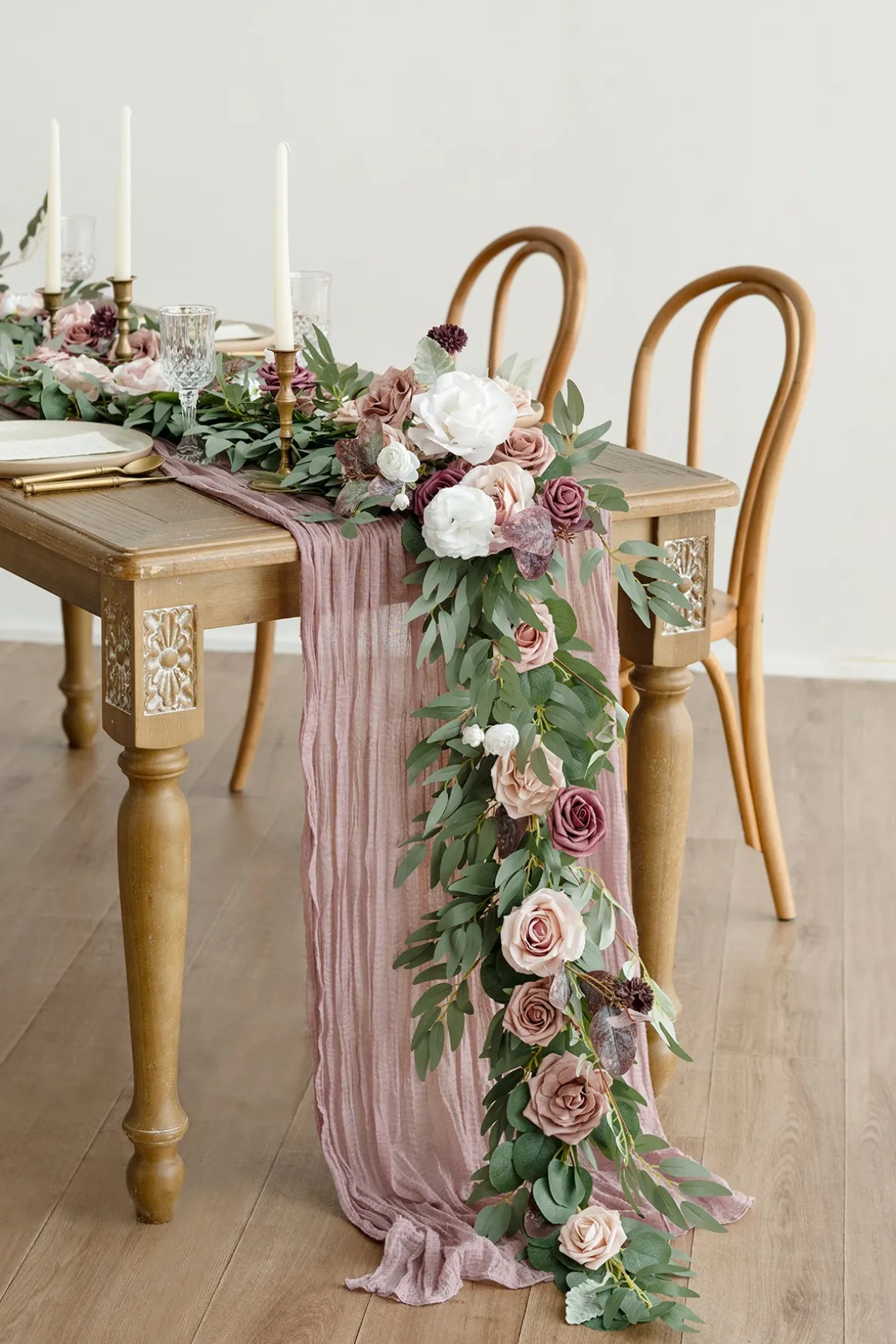 6ft Flower Garland in Dusty Rose & Mauve