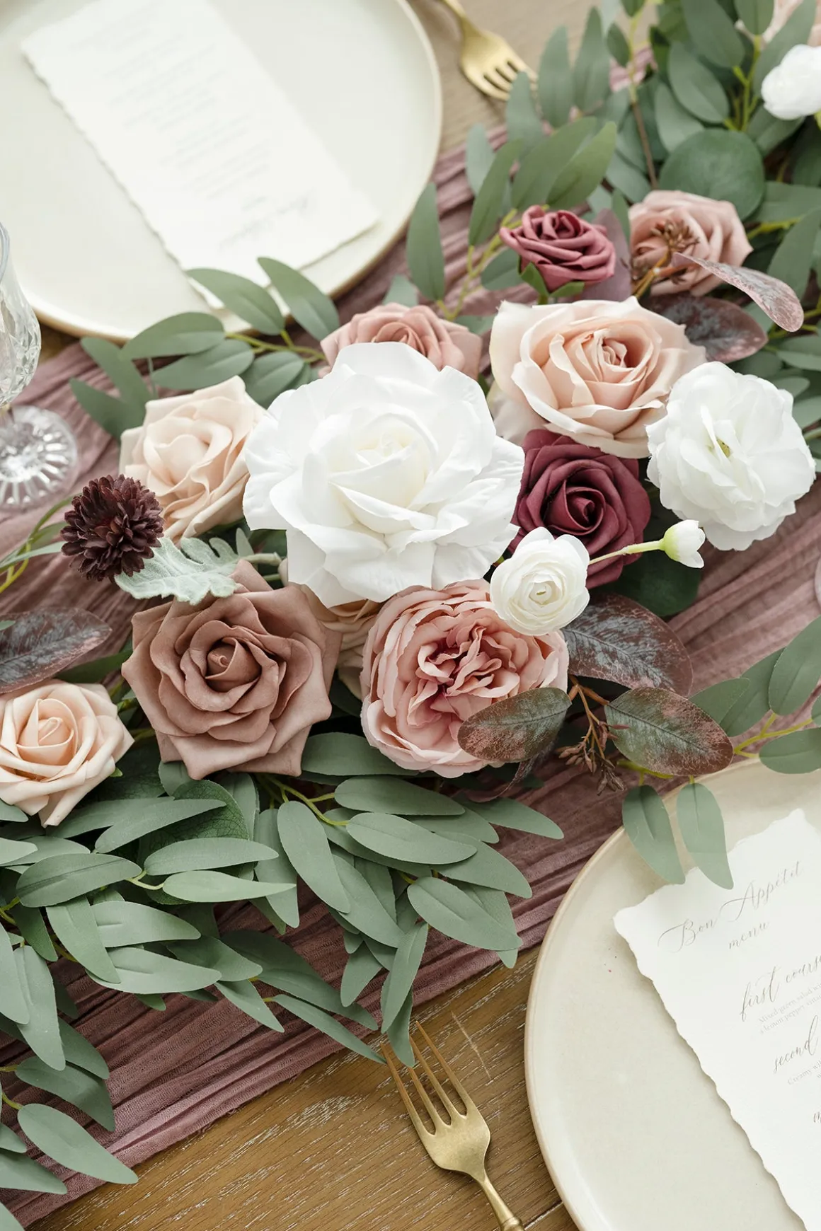6ft Flower Garland in Dusty Rose & Mauve