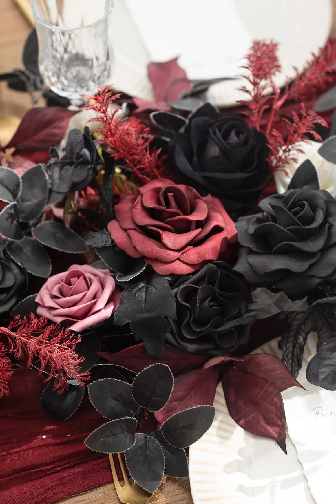 6ft Flower Garland in Moody Burgundy & Black | Clearance