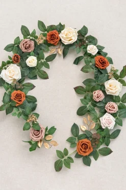 5ft Flower Garland in Sunset Terracotta