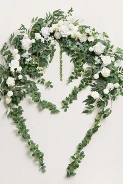 6.5ft Flower Garland in White Sage & pink