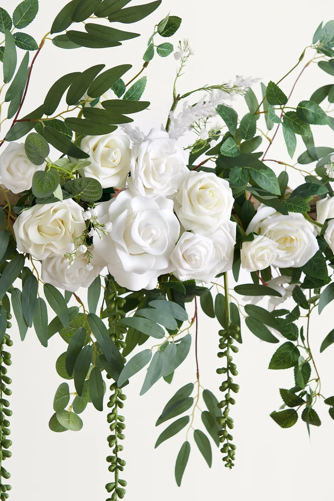 6.5ft Flower Garland in White Sage & pink