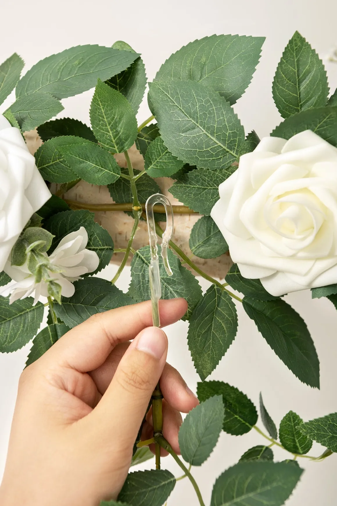 6.5ft Flower Garland in White Sage & pink