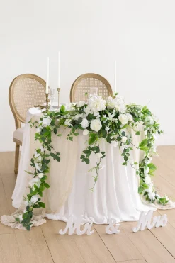 9ft Flower Garland in White & Sage