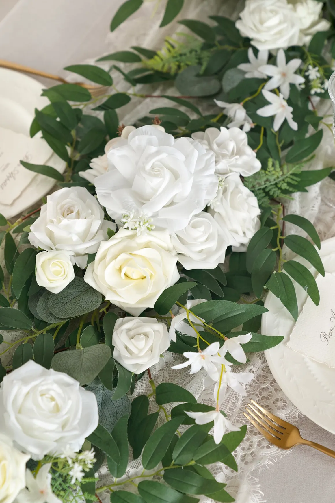 6ft Flower Garland in White & Sage