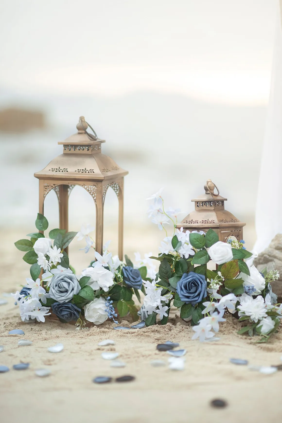 2ft Flower Garlands in Dusty Blue & Navy