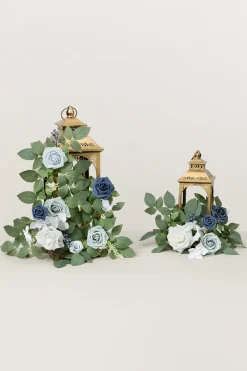 2ft Flower Garlands in Dusty Blue & White | Clearance