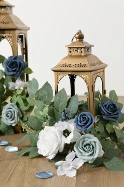2ft Flower Garlands in Dusty Blue & White | Clearance