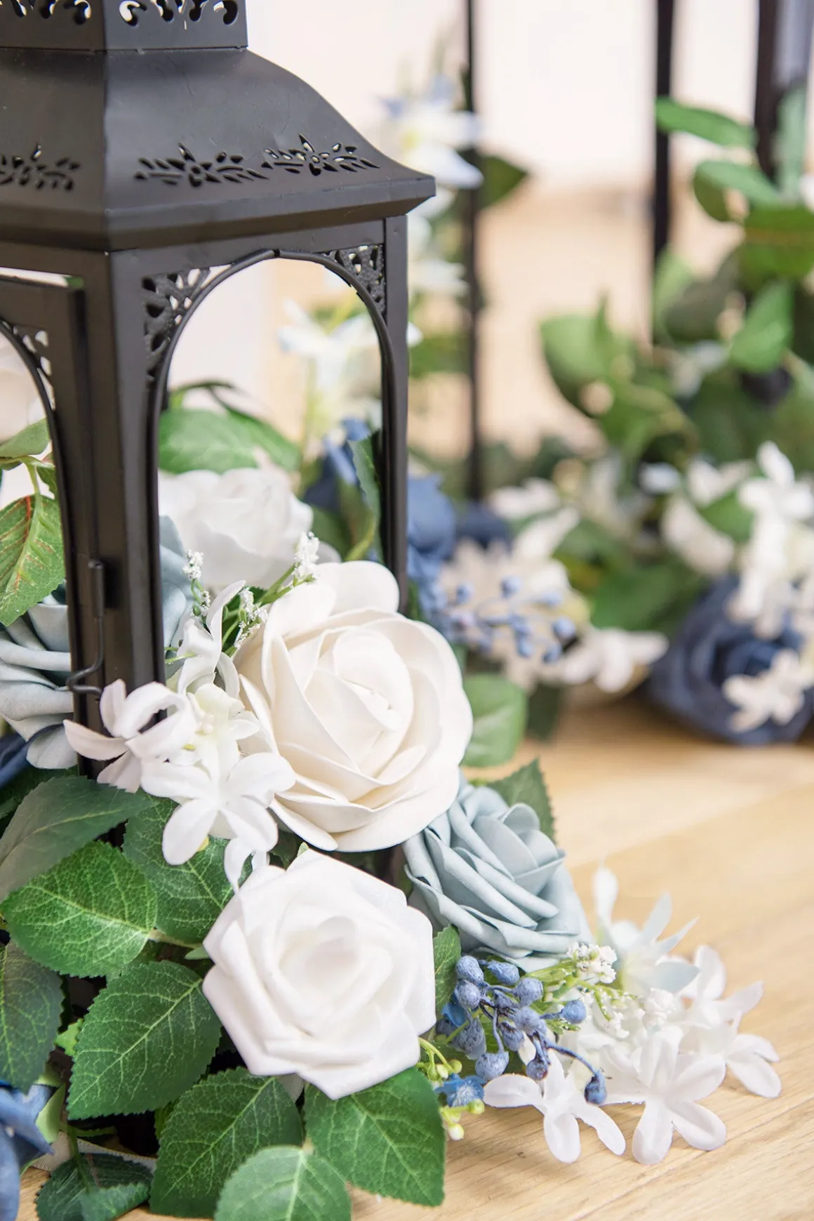 2ft Flower Garlands in Dusty Blue & Navy (Set of 6)