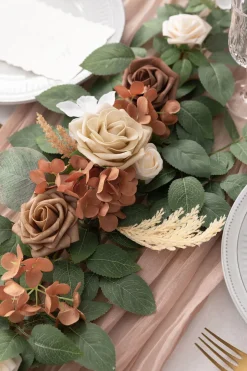 5ft Flower Garlands in Earth Brown & Tawny Beige