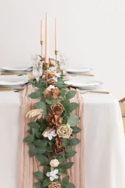 5ft Flower Garlands in Earth Brown & Tawny Beige