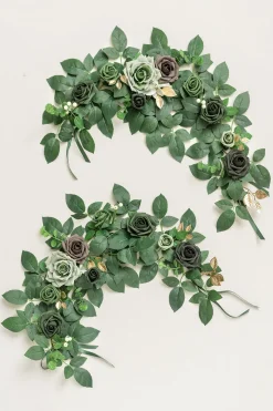 2ft Flower Garlands in Forest Green & Gold | Clearance