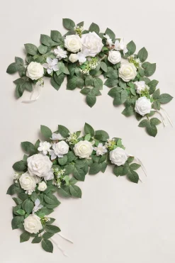 2ft Flower Garlands in White & Sage