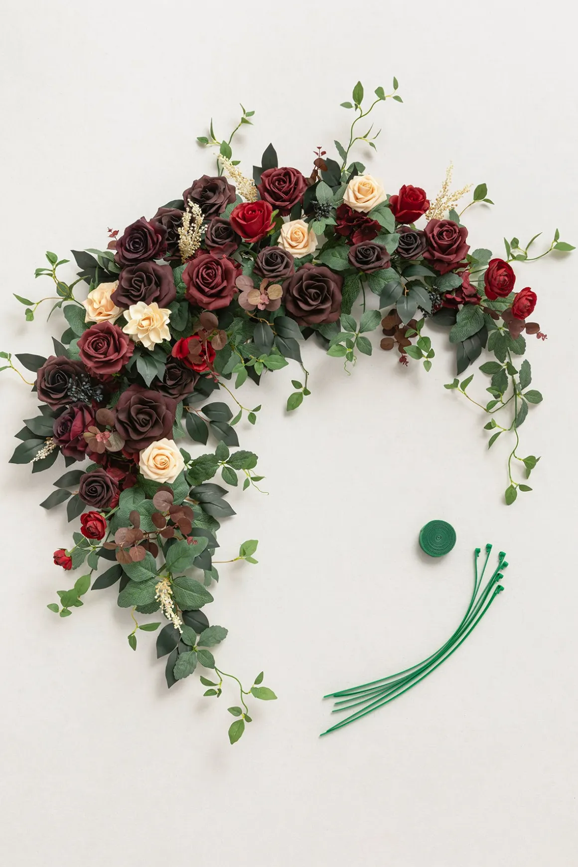 6.5ft Flower Garland with Hanging Vines in Black Baccara & Burgundy | Clearance