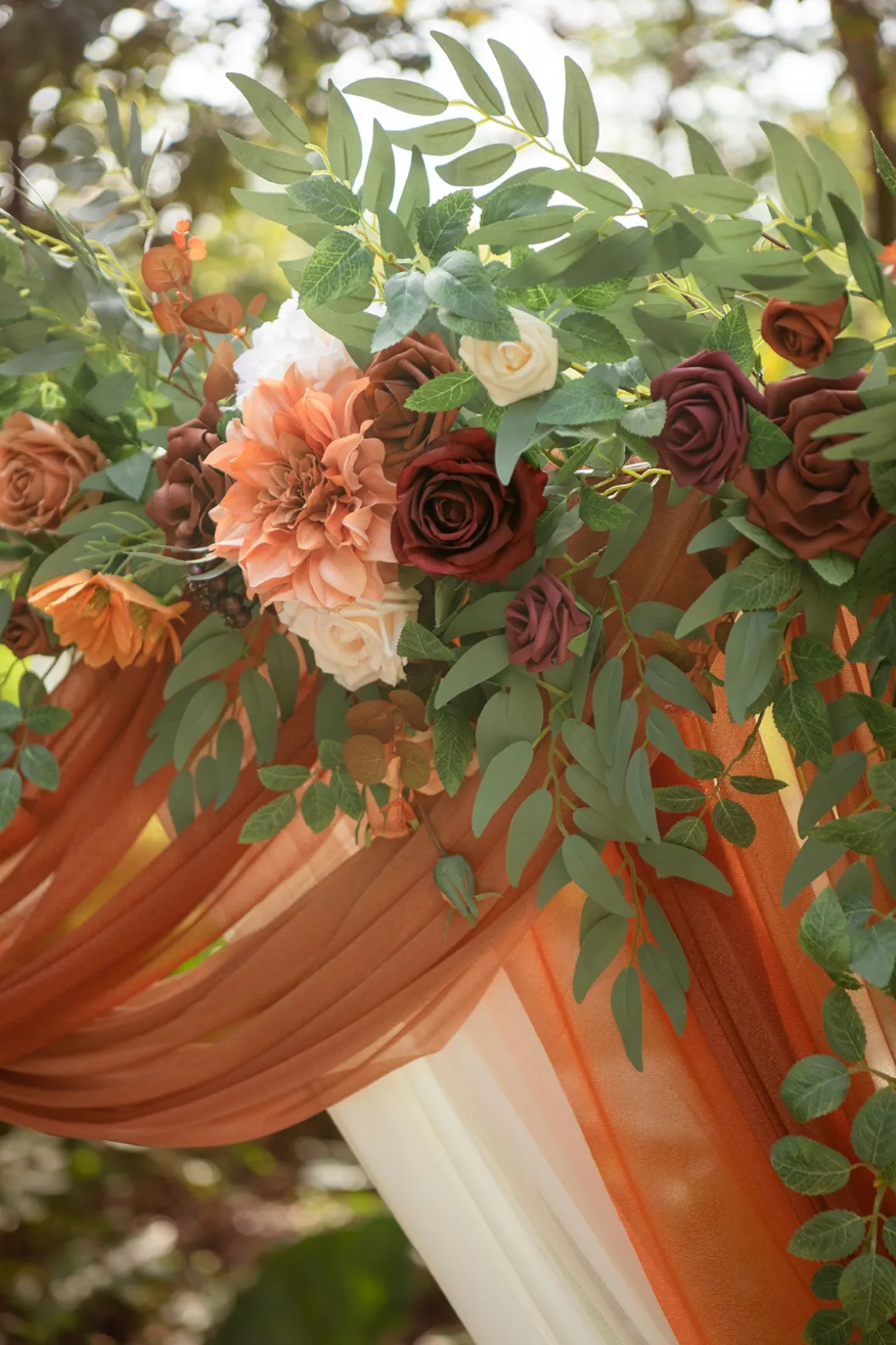 6.5ft Flower Garland with Hanging Vines in Sunset Terracotta