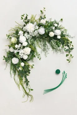 6.5ft Flower Garland with Hanging Vines in White & Sage