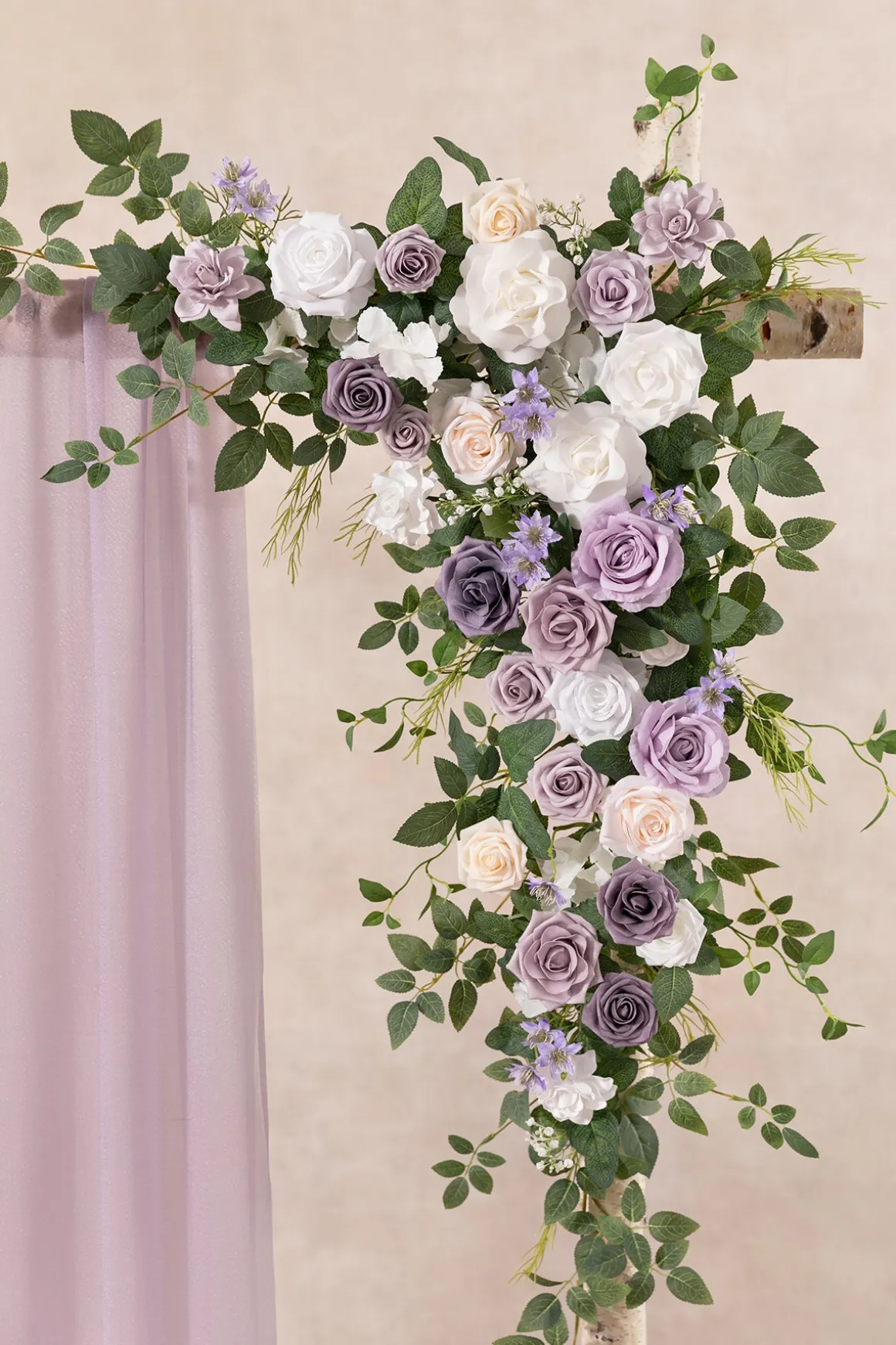 6.5ft Flower Garland with Hanging Vines in Lilac & White | Clearance