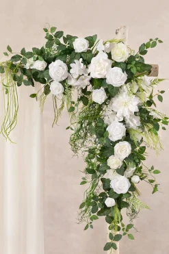 6.5ft Flower Garland with Hanging Vines in White Sage & Lime Green | Clearance