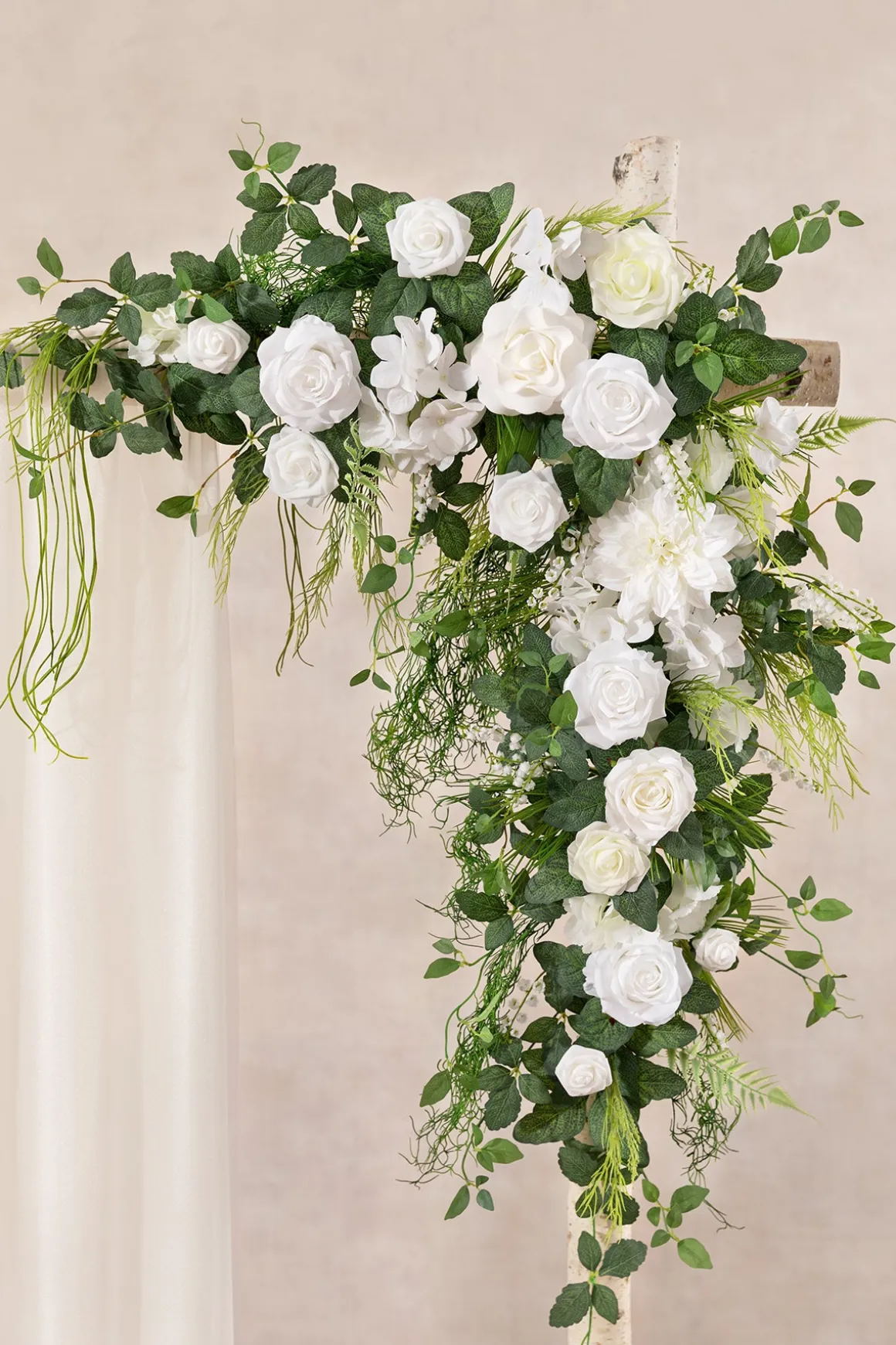 6.5ft Flower Garland with Hanging Vines in White Sage & Lime Green | Clearance