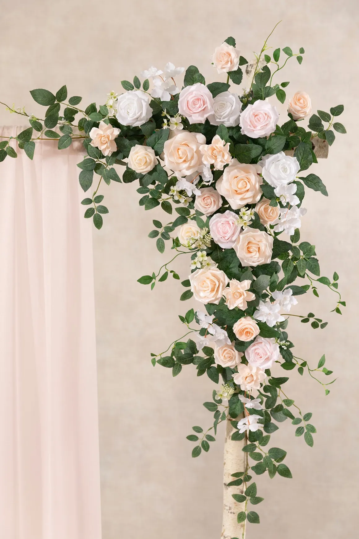 6.5ft Flower Garland with Hanging Vines in Blush & Cream | Clearance